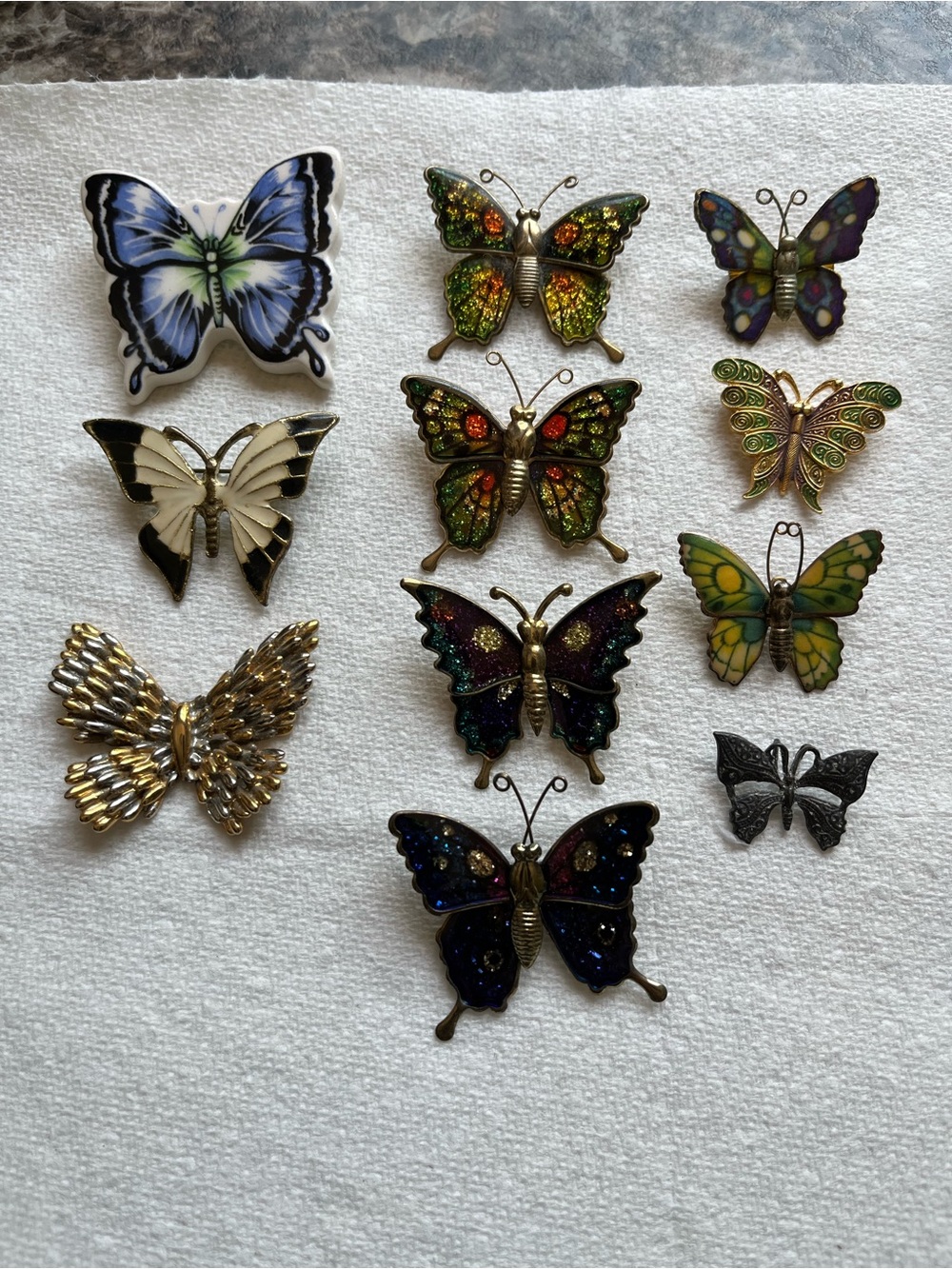 Assorted Butterfly Brooch Pin Lot - Multicolor